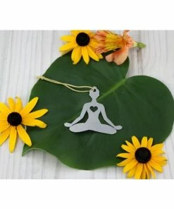 Iron Maid Art Home Page Yoga Lotus Pose Metal Holiday Gift Christmas Ornament