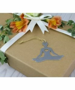 Iron Maid Art Home Page Yoga Lotus Pose Metal Holiday Gift Christmas Ornament
