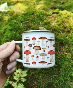 Butterfly & Toadstool Toadstool Mushroom Enamel Camp Mug Camping Gear