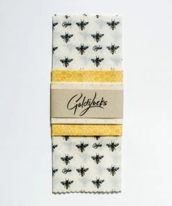 Goldilocks Beeswax Food Wraps: Honey Bees Set Of 3 Camping Gear