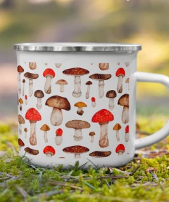 Butterfly & Toadstool Toadstool Mushroom Enamel Camp Mug Camping Gear