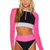 Beach Riot Ellie Top - Black Pink Colorblock